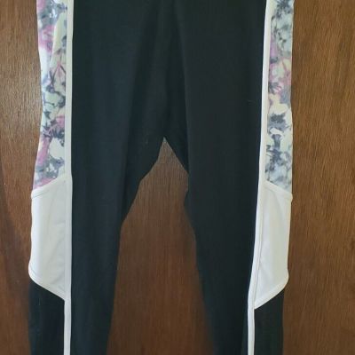 Victorias Secret PINK Ultimate Leggings Sz Medium Floral Logo Sheer